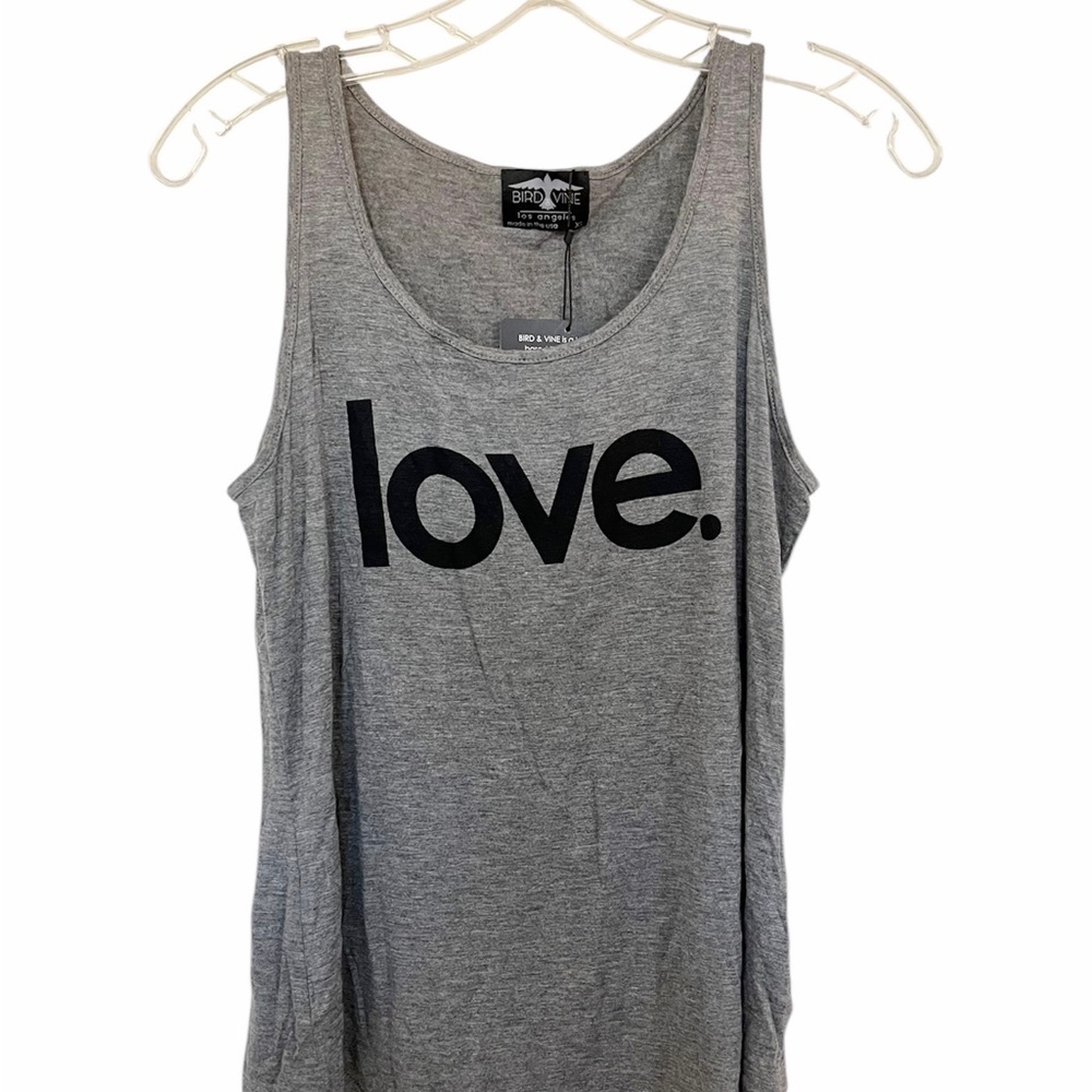 NWT Bird & Vine Los Angeles Gray Love Spellout Tank Top Size XS MSRP $ 50